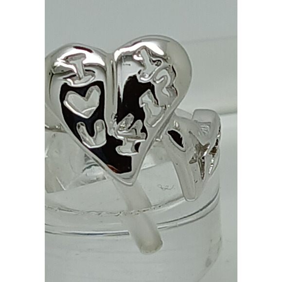 Vintage Estate Jewelry .925 Thailand Sterling Silver Ring Size 5.5 I LOVE YOU - Picture 1 of 16